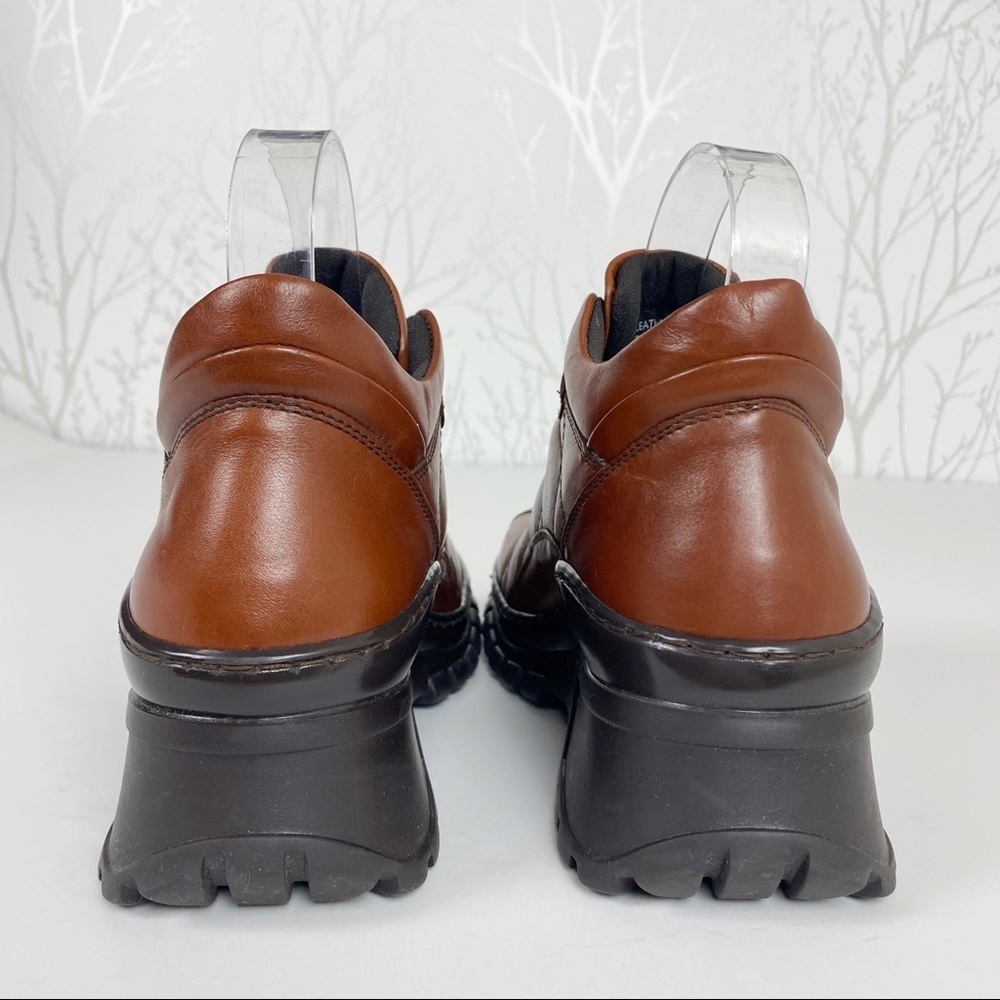 KENNETH COLE REACTION Y2K Brown Leather Chunky Lug Sole Shoes 7M Boots - Picture 3 of 10